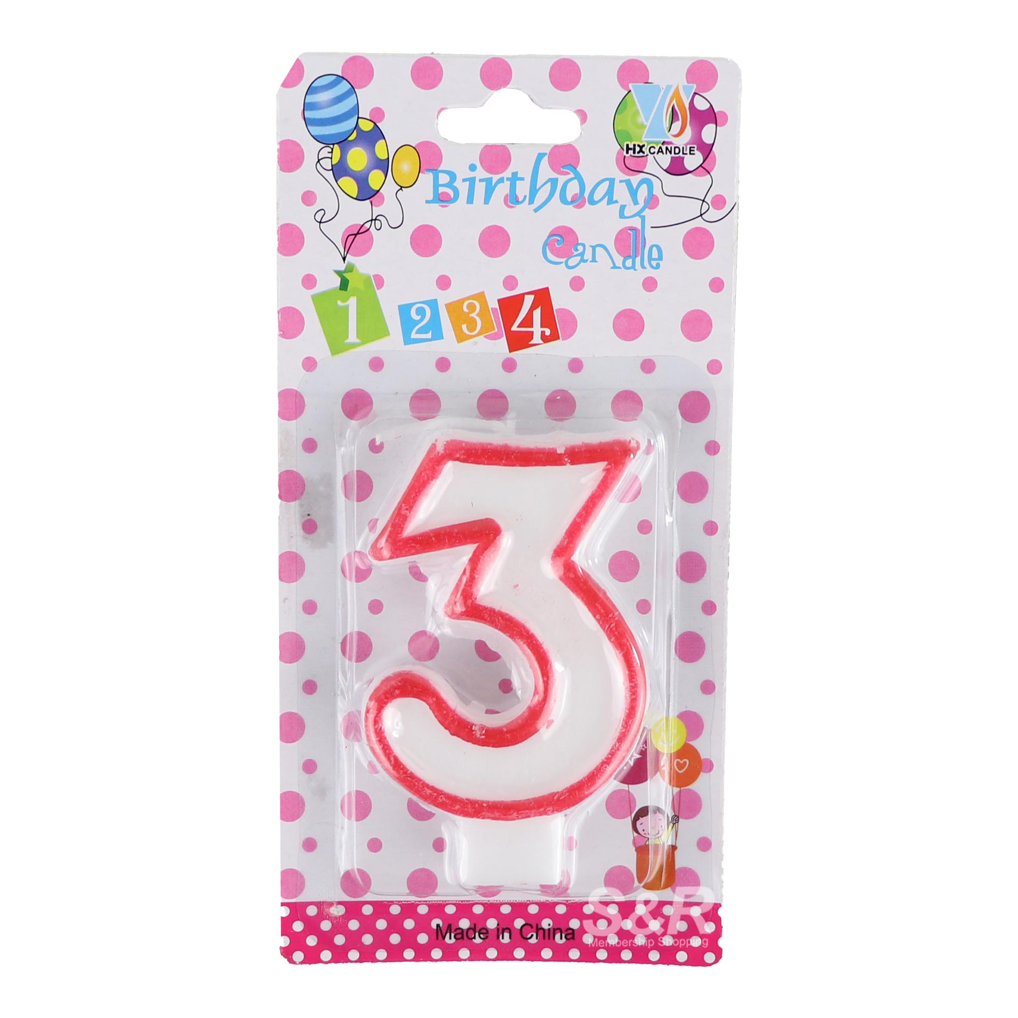 S&R #3 Birthday Candle 1pc S&R #3 Birthday Candle 1pc